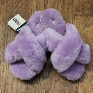 Lamo Real Fur Sheepskin Lavender Color Slide in Slipper